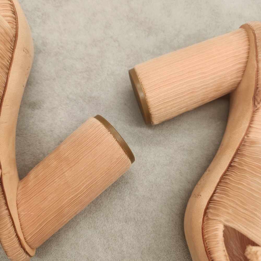 Loeffler Randall Camellia Heeled Sandals 8 Pastel Pink Pleated Knot Bow Luxury - Picture 12 of 16